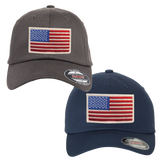 USA Flag FlexFit Hat with Subdued Trident