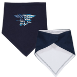 Blue Tones Trident on Navy/White Bandana Bib