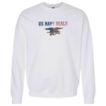 Ladies US NAVY SEALS Trident Flag Crewneck Sweatshirt