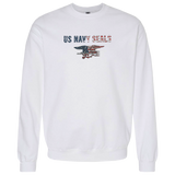 Ladies US NAVY SEALS Trident Flag Crewneck Sweatshirt