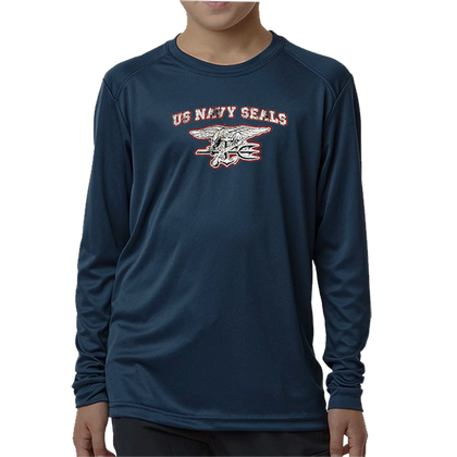 Youth US Navy SEALS and Trident Performance Long Sleeve T-Shirt