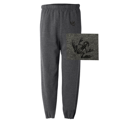 Men's Black Heather Bone Frog Sweatpants