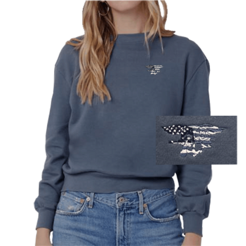 Women's Washed Denim Trident Terry Throwback Pullover