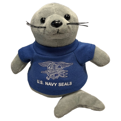 Mini Me Gray Plush Seal with Navy SEAL T-shirt