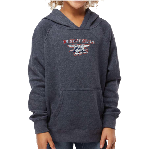 Youth US Navy SEALS and Trident Hooded Raglan Sweatshirt