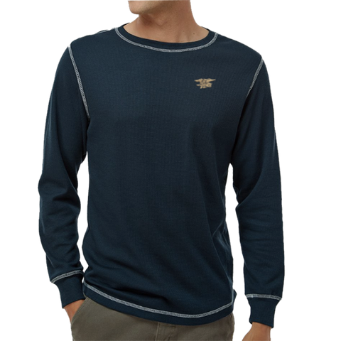 Gold Trident Vintage Navy Thermal Long Sleeve T-shirt