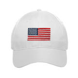 Ladies White Cap with Big American Flag and Trident