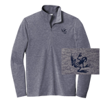 Bone Frog Navy Heather Tri-Blend Wicking Quarter Zip Pullover