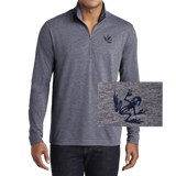 Bone Frog Navy Heather Tri-Blend Wicking Quarter Zip Pullover