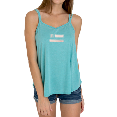 Ladies Strappy Tank with Trident American Flag