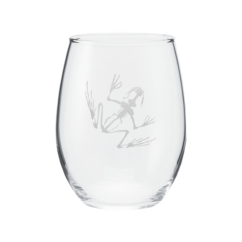 Frosted Bone Frog Stemless Wine Glass