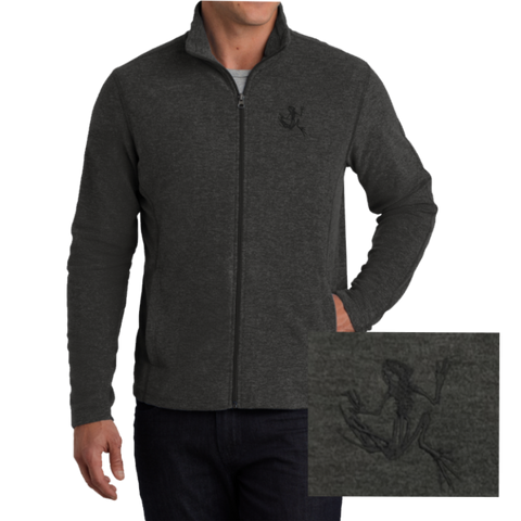 Men's Bone Frog Black Heather Microfleece Full Zip Jacket