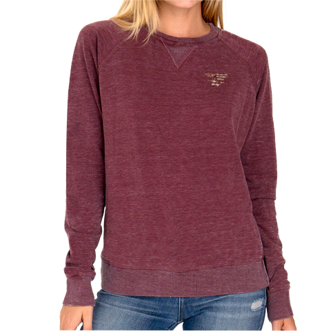 Ladies Maroon Classic Crew Sweatshirt with Trident