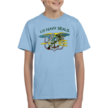 Multi Color Hand Drawn Trident US NAVY SEALS Youth T-shirt
