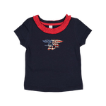 Toddler Girls Patriotic Trident Ruffle Neck T-shirt